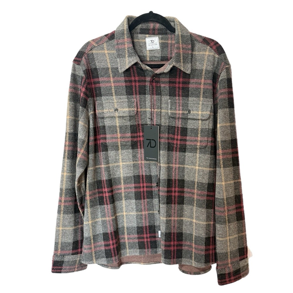 7 Diamonds Generation Shirt Soft Flannel Button up‎ Mens XL Plaid 4 Way Stretch